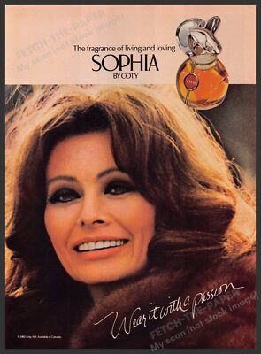 SOPHIAポスターのみ Sophia by Coty 1980s Print Advertisement 1983 Sophia Lauren (Read
