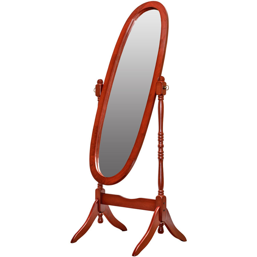 Swivel Full Length Standing Wood Cheval Floor Oval Mirror White Oak Cherry Black