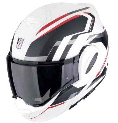 22.06 MODULAR MOTORCYCLE HELMET SCORPION EXO TECH EVO FURIO WHITE BLACK RED MATT SIZE M