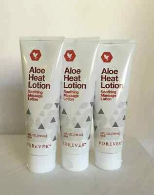 3 x Forever Aloe Heat Lotion 118 ml massaggia muscoli stanchi e favorisce la ...
