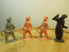 vintage Western Old West lot 4 cowboys blacksmith plastic mold retro toy figures