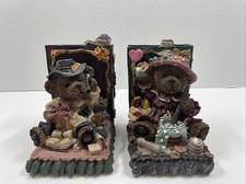 Vintage Colorful Detailed Ceramic Teddy Bear Bookends, Nursery/Children's Room