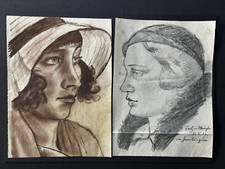 2 Portraits - Schwabinger Schönheiten - Münchner Schule - 1932 - Art Deco Maler