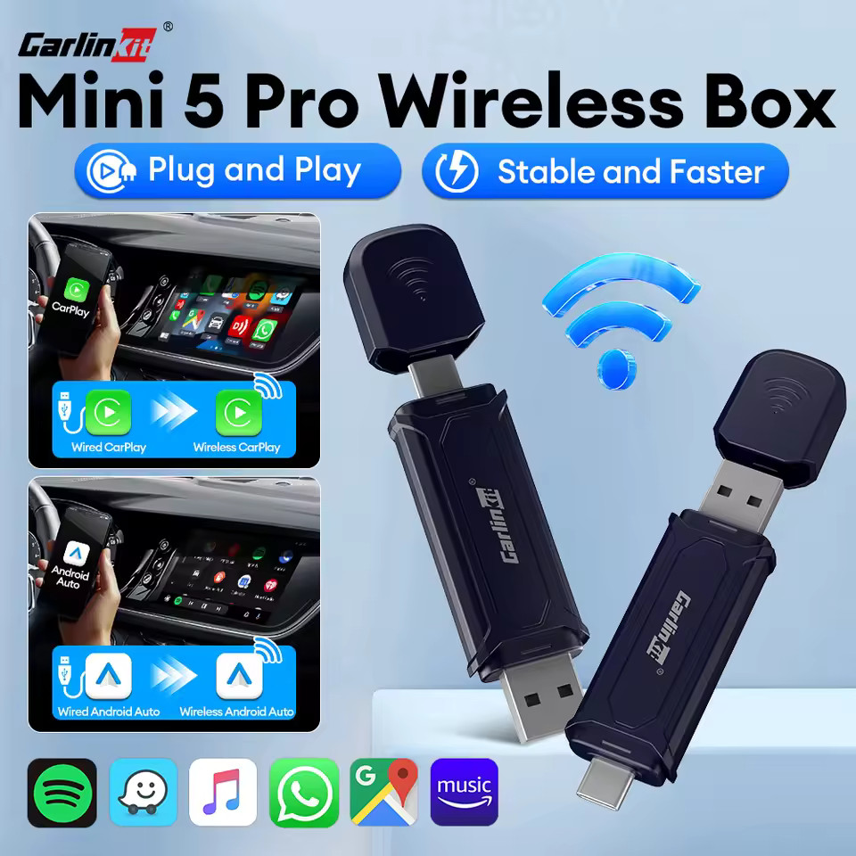 Adattatore Wireless CarlinKit MINI 5 Pro: CarPlay e Android Auto