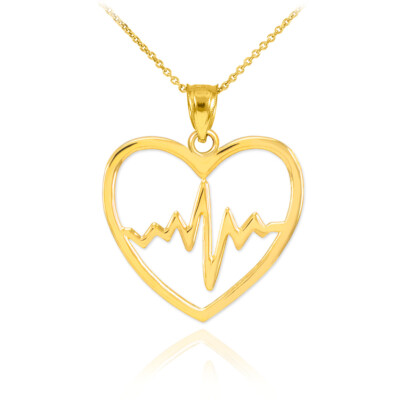 Gold Heartbeat Pulse Lifeline Pendant Necklace(Available In Yellow