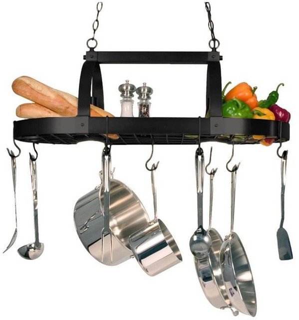 2Light Hanging Kitchen Pot Rack Light with Hooks OilRubbed Bronze