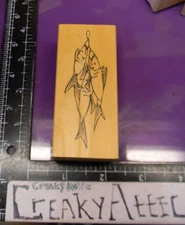 HANGING FISH CAUGHT STRINGER RUBBER STAMP HEATHER H-135-HK CREAKYATTIC