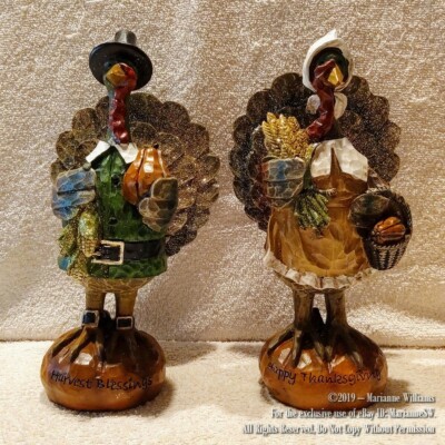 NEW THANKSGIVING MR & MRS TURKEY DRESSED UP AS PILGRIMS FALL HARVEST BLESSINGS