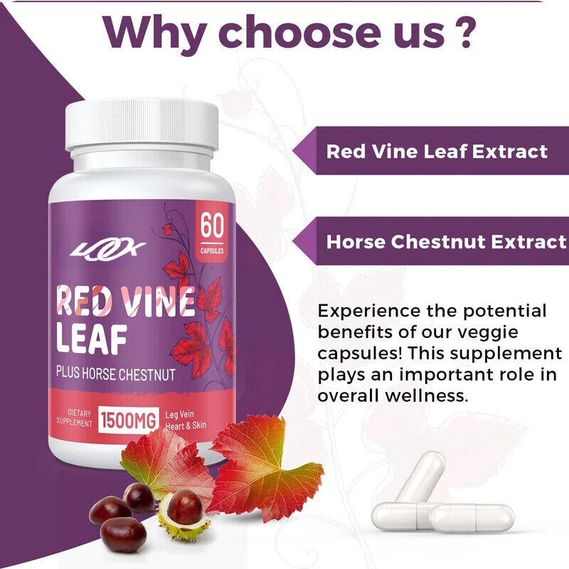 Extracto de hoja de uva roja y extracto de castaña cápsulas vegetarianas 60 cápsulas