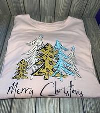 Retro Christmas Tree Pink Sweatshirt, Merry Christmas 2Xl Cheetah Print