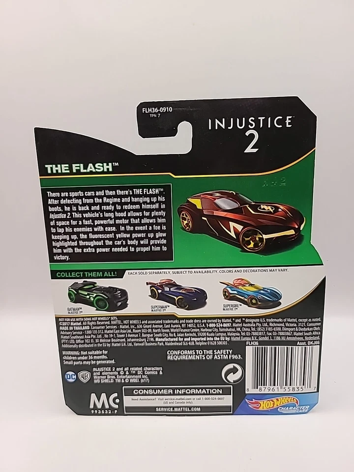 Hot Wheels Character Cars Injustice 2: THE FLASH (2017, Mattel, 3/5) - Image 2 of 2