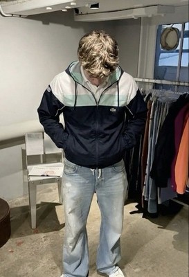 Lacoste Sport Windbreaker Herren M Blau Weiß Mintgrün Trainingsjacke Jacket