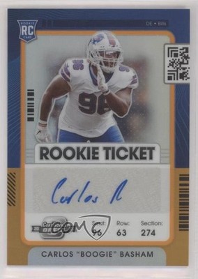 2021 Contenders Optic Orange Prizm 19/50 Carlos Basham Jr Rookie Auto RC xr1