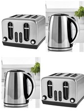 Silver 4-Slice Toaster & Stainless Steel Silver Fast Boil Kettle 1.7L