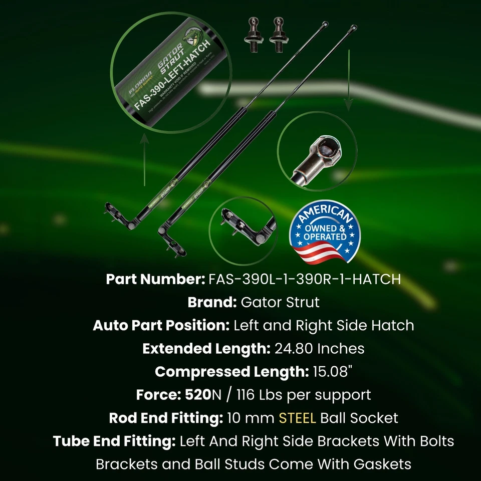 Dos soportes de elevación de puerta levadiza trasera FAS-390-L-R-2 para Subaru Tribeca 2008-2014 Foto 4 de 4
