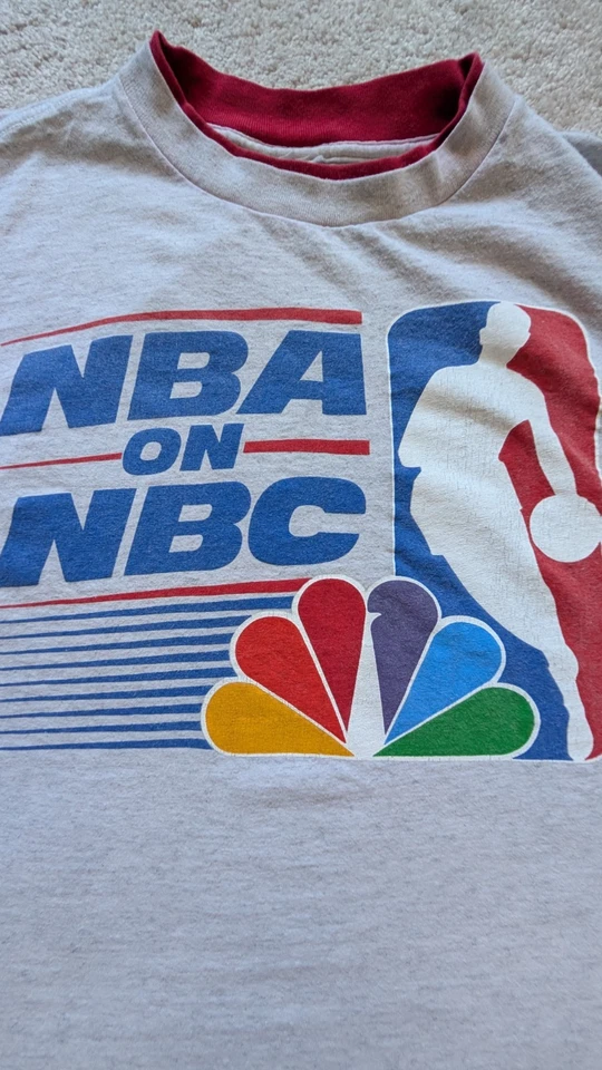 Vintage 90s NBA On NBC Salem Sports Basketball T-Shirt XL Gray Made In USA - Image 2 of 4