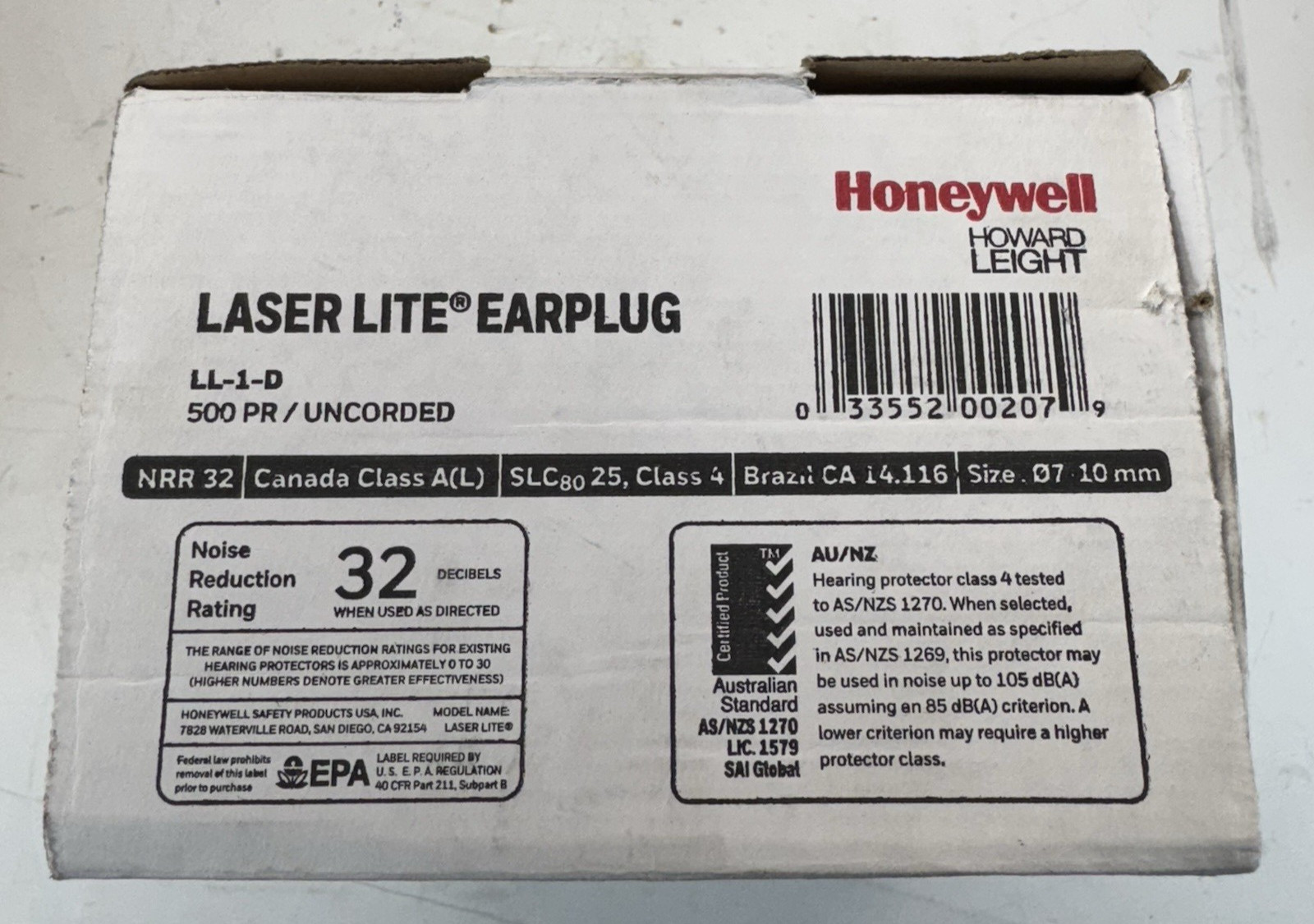Howard Leight LL-1-D Laser Lite Uncorded Disposable Earplugs (500 PAIRS)