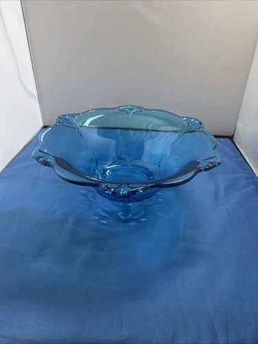 Vintage Tiara Indiana Glass Blue Duchess 3 Toed Footed