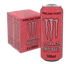 Monster Pipeline Punch Energy Drink 4 Pack 4 x 500mL Energy & Fitness Drink