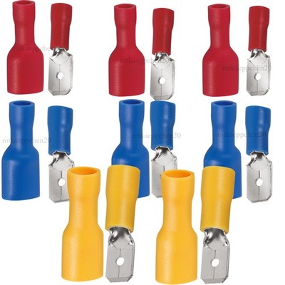50-100x Flachstecker Flachsteckhülsen 0.5 - 6 mm² Kabelschuh Steckverbinder set