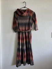 Women's Multicolor Signatory By Robbie Bee Size S Tea Length Dress With Cowl...