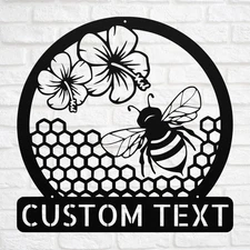 Personalized Beehive Metal Sign Custom Decor Gift for Bee Lovers and Gardens