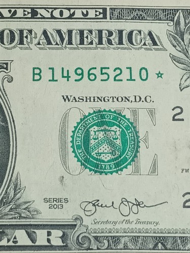 2013 $1 B NEW YORK BEP⭐REPLACEMENT STAR NOTE (B14965210*) - Picture 10 of 11