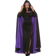 Cape Hooded Velvet W Purple Li - Underwraps