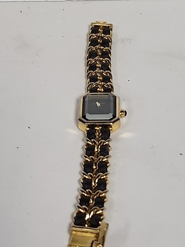 Vintage Chanel Premiere M Leder schwarzes Zifferblatt Quarz Damenuhr kommt FM Auktion - Bild 12 von 13