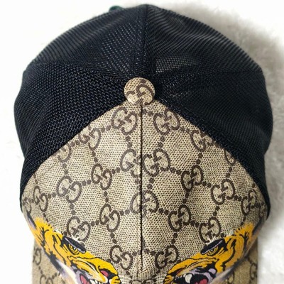 GUCCI Tiger Print GG Supreme Baseball Cap 426887 Size L Used  display picture 2