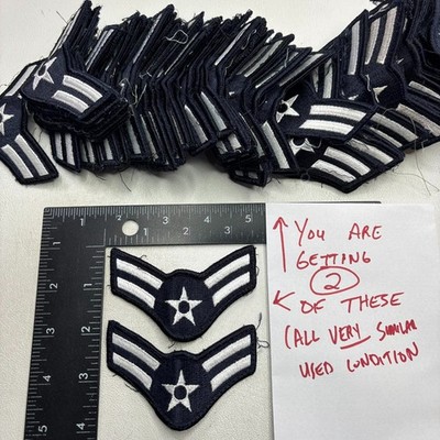 Used 3.5'' USAF US Air Force AIRMAN FIRST CLASS Rank Chevrons 2 Patches Lot 00te