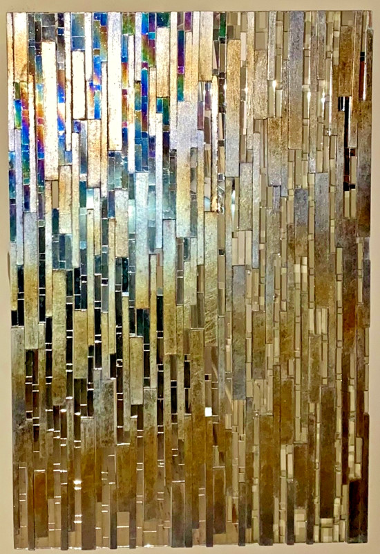 Vintage Large Modern Mirrored Abstract Sculpture 42x37x1.5"Wall Hanging LA,CAp/u