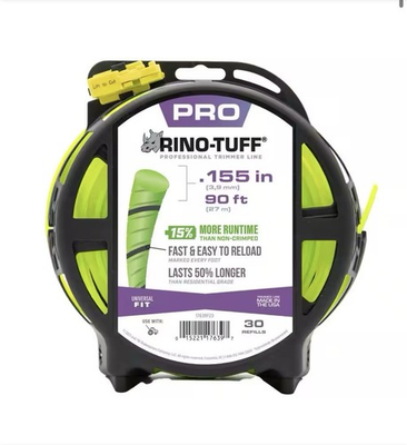#ad #ad Rino Tuff Universal Fit 0.155in. x 90ft. Pro Twisted Line for Gas String Trimmer $13.50