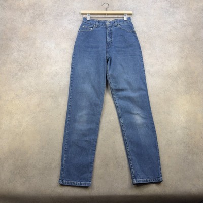 St Michael Vintage Damen High Waisted Mom Jeans UK12 Long Blau Tapered Leg