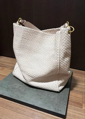 Sac fourre-tout bandoulière tissé Cole Haan sac à main cuir rose clair OCCASI... - Photo 1/4