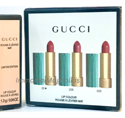 $45 GUCCI MATTE TRIO KIT LIPSTICK BALM GLOSS GOLDIE RED ARGENTINA JANET RUST