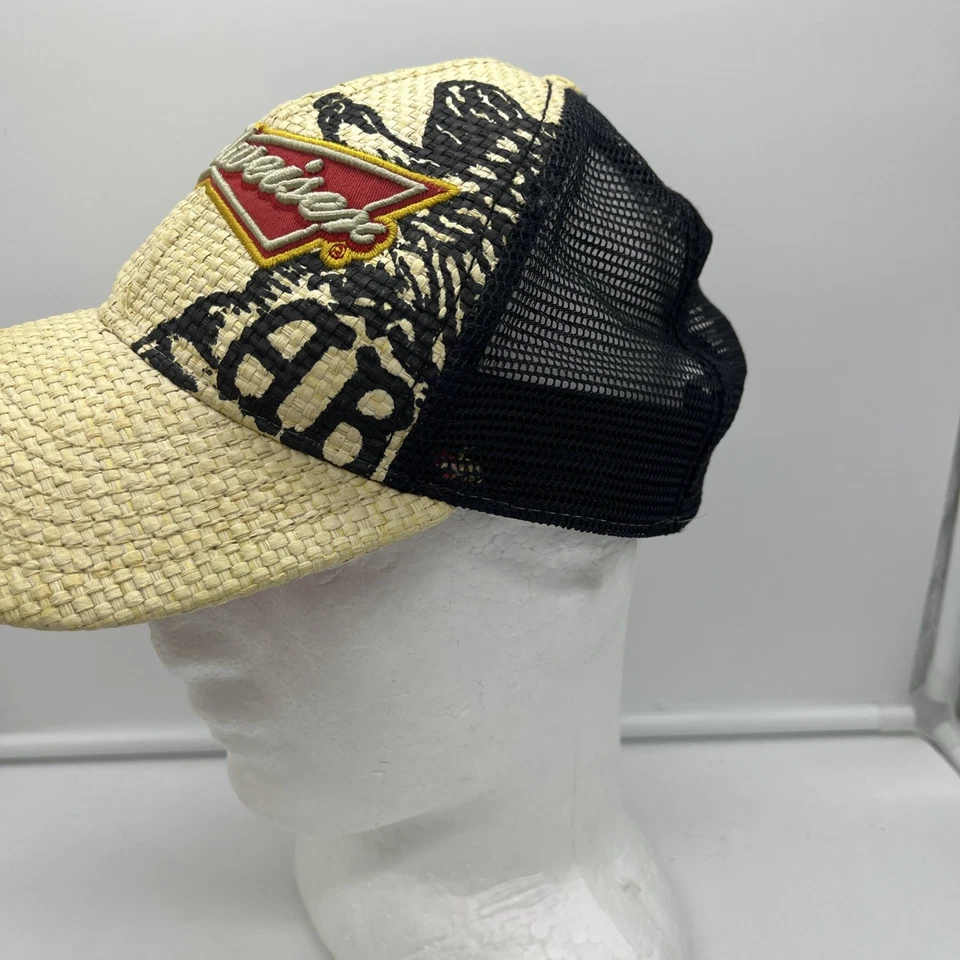 Budweiser Paja Malla Espalda Camionero Snapback Sombrero Águila Logo Cervecería Foto 2 de 4
