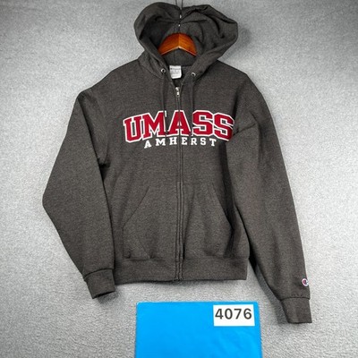 UMass Amherst Champion Hoodie Sweatshirt Gray Heather Ful Zip Small 