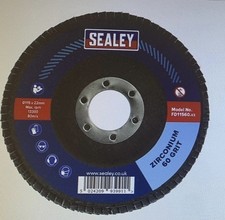 Sealey Flap Disc Zirconium Ø115mm Ø22mm Bore 60Grit
