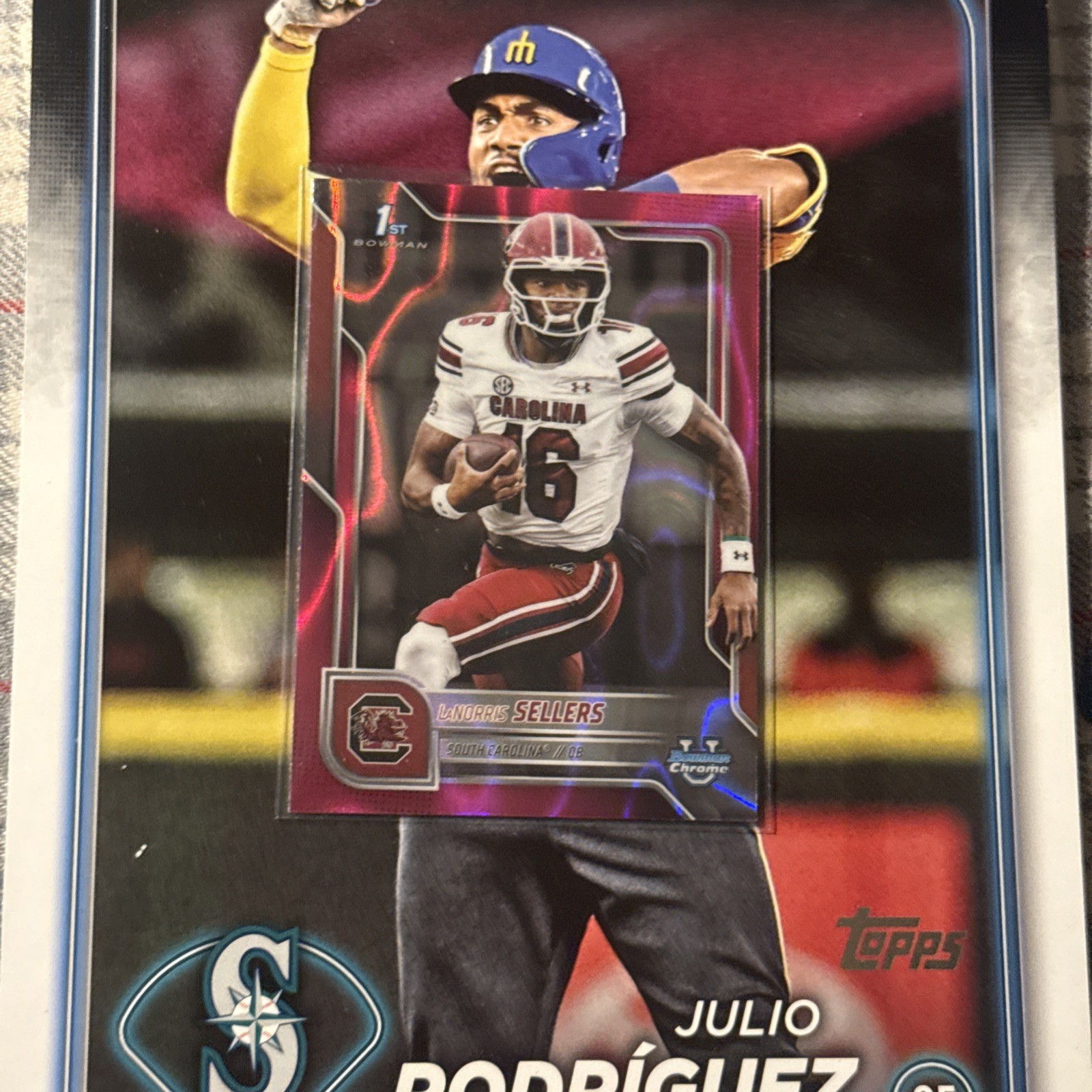 2025 Bowman Chrome U Pink Lava Refractor #168 LaNorris Sellers (RC)