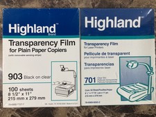 Highland Transparency Film Lot: 50 Sheets Copier 903 50 Sheets Laser 701
