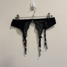 Vintage Black Lace Olga Garter Belt Size Small