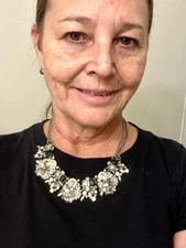 Women’s Beautiful Necklace Faux Costome  Jewelry Silver, Pink, Black Faux Stones