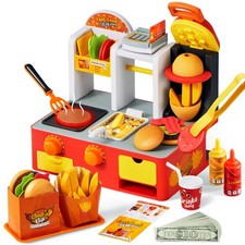 Restaurant Play Set Toy - 40 PCS Fast Food Playset with Potato Cut Fast Ship