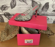 Brand New in Box Betsey Johnson Silver Scorpio Stiletto Heels Bejeweled - Size 8