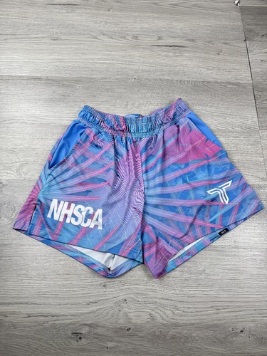Takedown Shorts Mens S Blue Pink MMA Grappling Wrestling 5” Floral Stretch