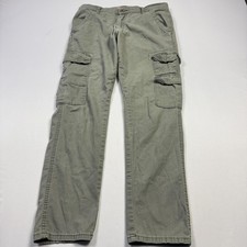 Wrangler Cargo Pants Mens 34x30 Green Relaxed Fit Cotton Workwear Outdoor