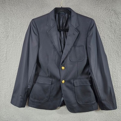 Brooks Brothers Loro Piana Wool Blazer Navy Blue Gold Button