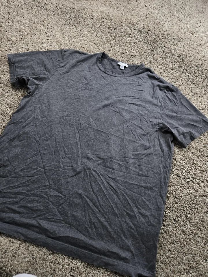 Sunspel 衬衫男式 XL 灰色英国制造圆领棉质 T 恤 MTSH0001 — 第 2/4 张图片