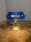 Vintage Busch Beer Banker Desk Lamp Lighted Bar Sign Blue Gold Anheuser Busch
